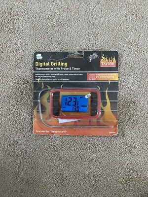 taylor weekend warrior digital grilling thermometer probe & timer 808ww