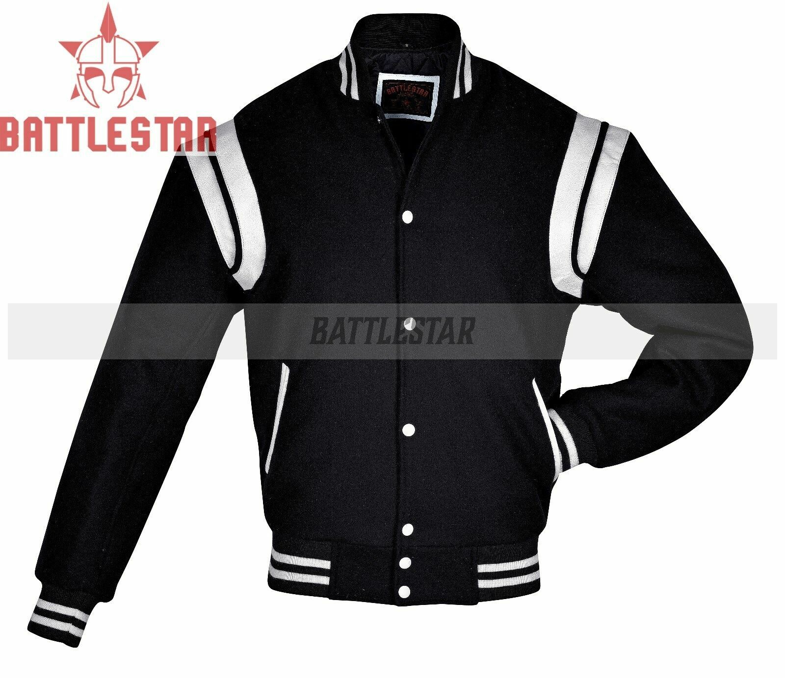 LEATHER STRIPES STYLISH WOOL VARSITY 