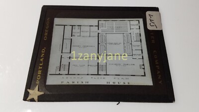 LNJ Glass Magic Lantern Slide Photo PARRISH HOUSE SECOND FLOOR PLAN
