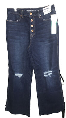 American Rag Cie Jeans Women's Wide Leg High Rise Distressed Super Stretch Sz-11