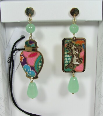Mini Jade Green Silver Vase Earrings