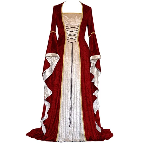 Medieval Renaissance Costume Velvet Long Dress Gothic Victorian Gown Cosplay - Picture 3 of 24