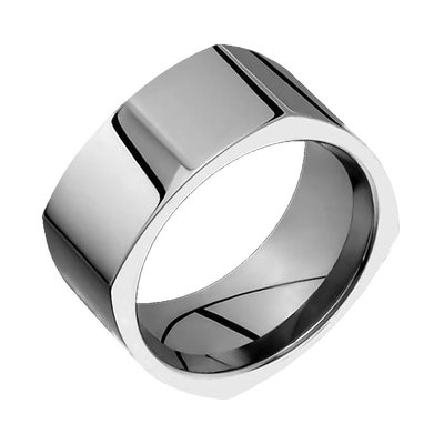 Square Titanium Wedding Ring Comfort Fit Polished 10mm Wide Band