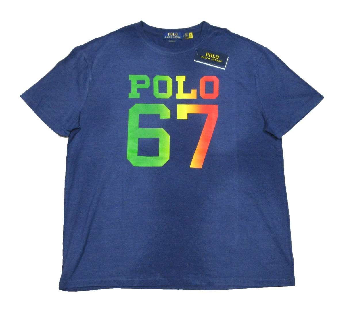 Polo Ralph Lauren Men's Navy Polo 67 Logo Graphic Classic Fit T