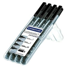 4 Staedler Folienstifte Permanent BK o.4S   o.6F   1.0M   1.0-2.5B  im  ETUI