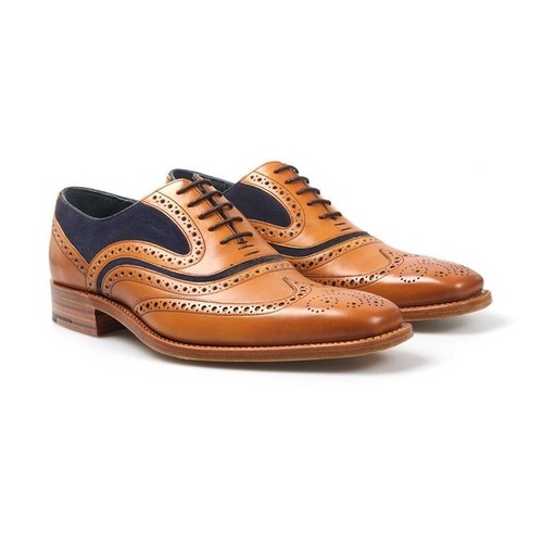 BARKER - McClean Cedar Navy - Scarpe Oxford Brogues marrone chiaro da uomo - prezzo consigliato £ 275,00 - Foto 2 di 7
