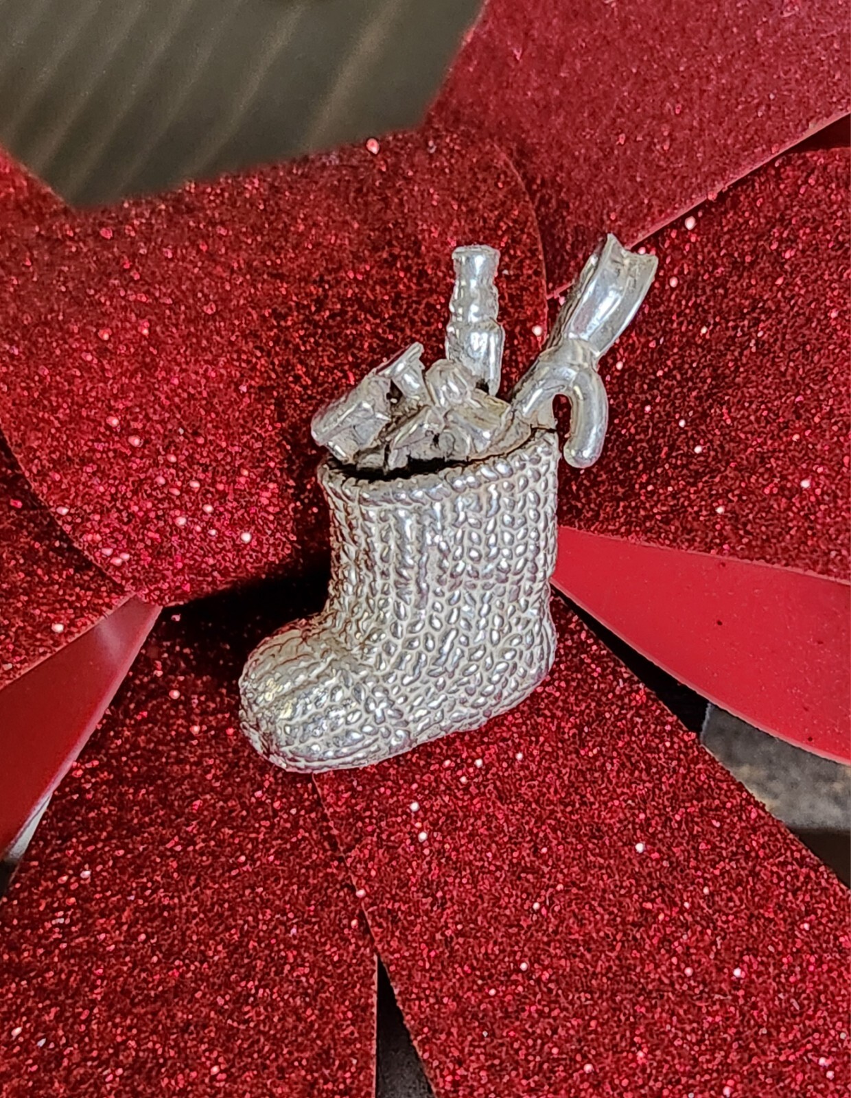 Christmas Stocking Solid 925 Sterling Silver Heav… - image 1