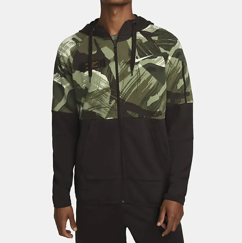 Nike Men's Brown/Multi Camo Fleece FZ Fitness Hoodie (DQ4790-220