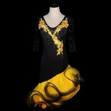 XL-Latin Dance Dress Women's Performance Spandex / Organza Crystals / Rhineston