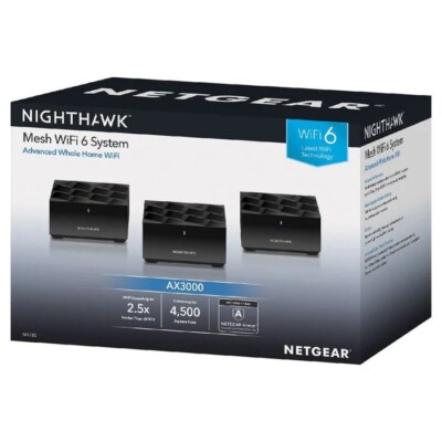 NIB NETGEAR   Nighthawk AX3000 (MK73S) WIFI 6 Mesh System, 3PK Router&2Satellite