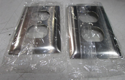 LOT of 2 Legrand Smooth 1 Gang Duplex Metal Wall Plate 302 Stainless Steel SS8