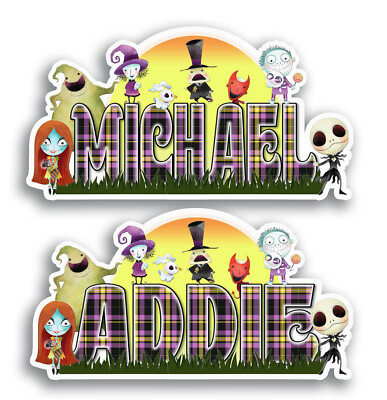 Custom Spooky Town Name Sticker Halloween Vinyl Decal Gift Water Bottle Laptop