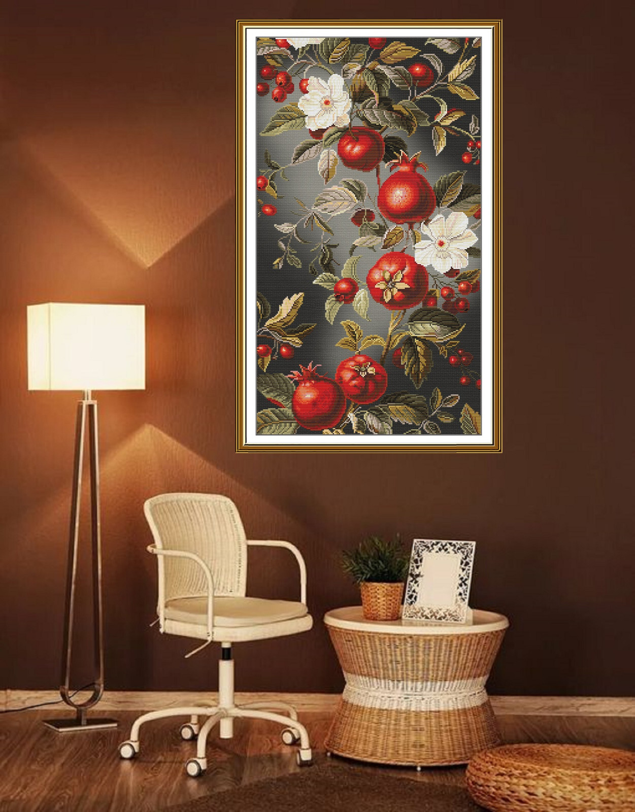 Counted cross stitch kit DIY unprinted canva Pomegranate Bouquet embroidery hand