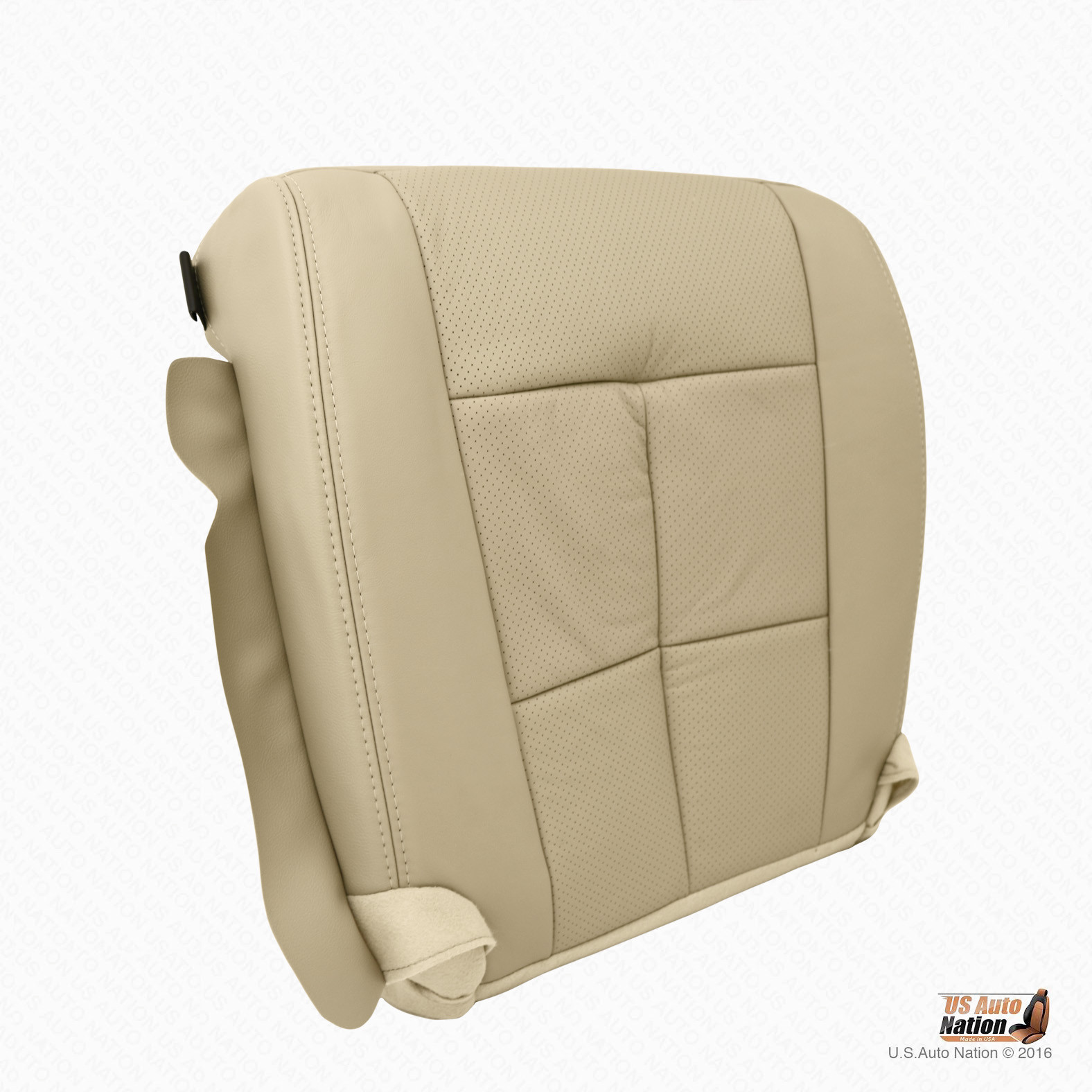 Driver Side Bottom Perforated Leather Seat Cover For 2007-2014 Lincoln Navigator - Tan, AC/Heated Seat Compatible
