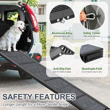 Dog Ramp For Car Side Door 63" Folding Steps for Medium  Large Dogs up to 250LB
