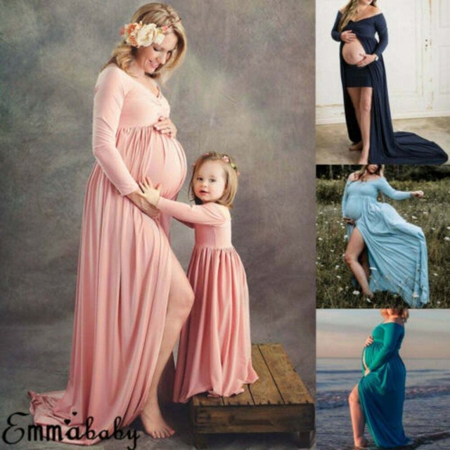 Vestidos de retrato de maternidad a juego de madre e hija