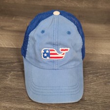 Vineyard Vines Blue Mesh Hat with American Flag Adjustable