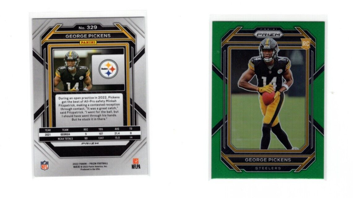 2022 Panini Prizm #329 George Pickens RC Green Prizm