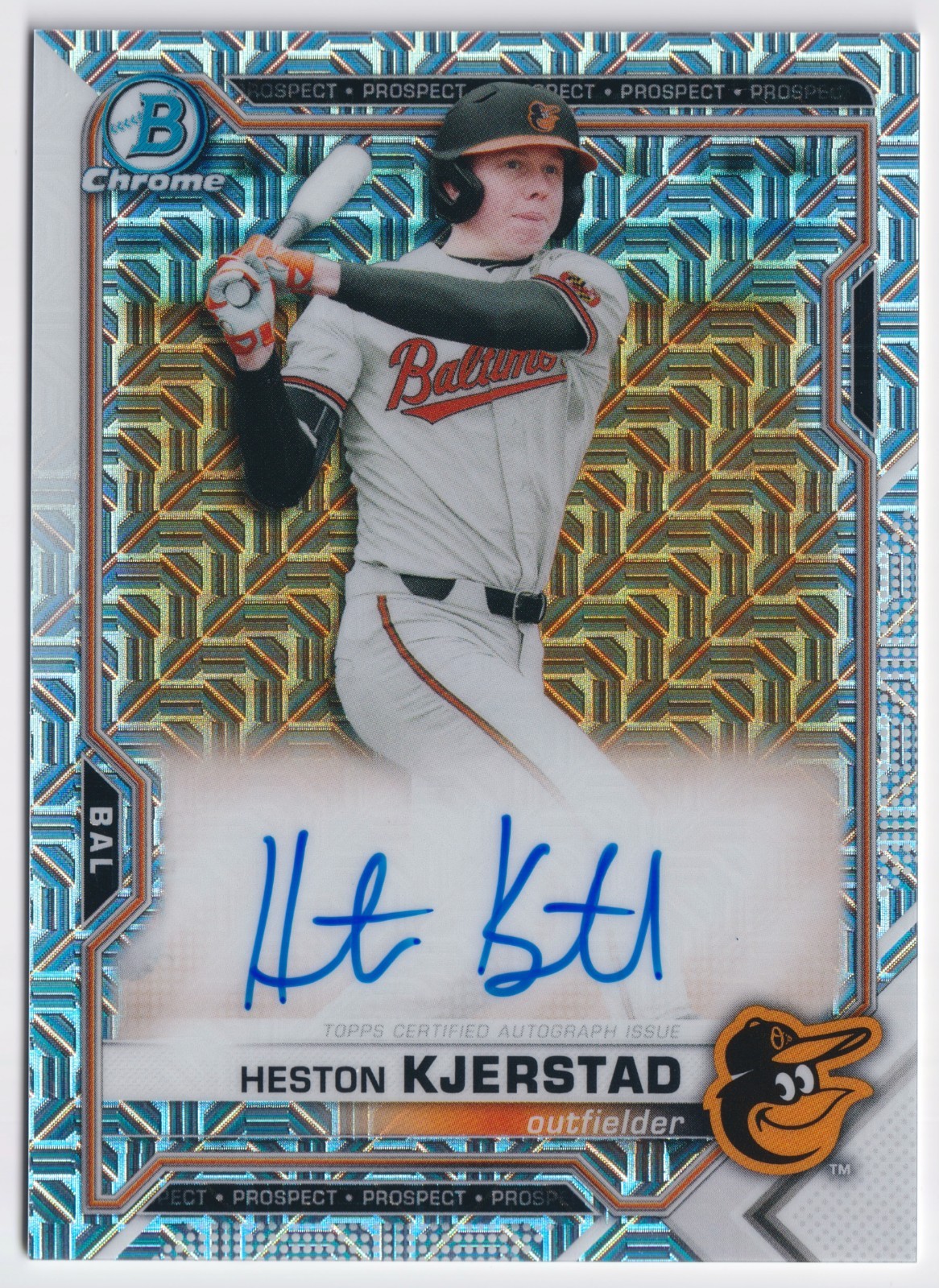 2021 Bowman Chrome #BMA-HK Heston Kjerstad Mojo Refractor Auto Baltimore Orioles