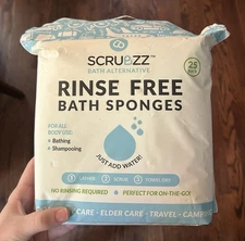 Scrubzz Rinse Free Bath Sponges 25 Pack Bath Alternative Just Add Water