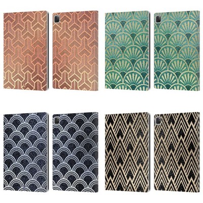 TEXTURED ART DECO PATTERNS LEATHER BOOK WALLET CASE & WALLPAPER FOR APPLE iPAD