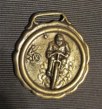 Motorcycle Racer Watch Fob     1920s-era  Round shape