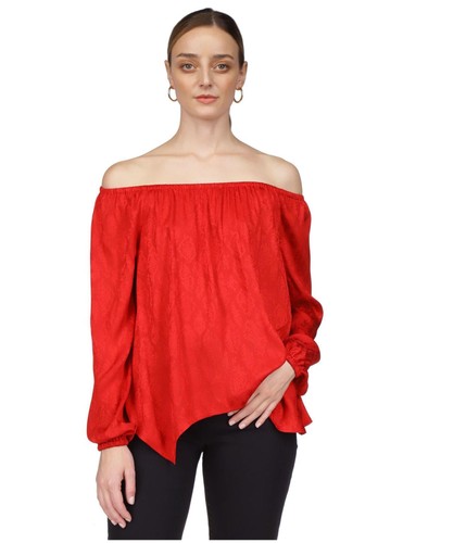Michael Kors Womens Snake Tonal Off the Shoulder Blouse