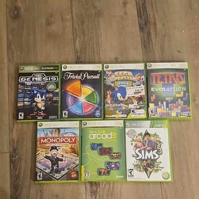 Xbox 360 Game Lot Sonic Genesis Trivial Pursuit Tetris Monopoly Sims 3