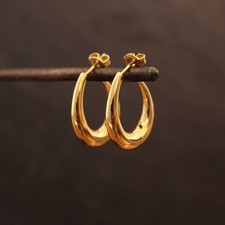 Minimal Gold Hoops, Gold Hoop Earrings, Tapered Gold Hoops, Gold Vermeil