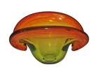 Vtg 6.25" Handblown Orange Green Seguso MURANO Art Glass CLAM SHELL Vase Bowl