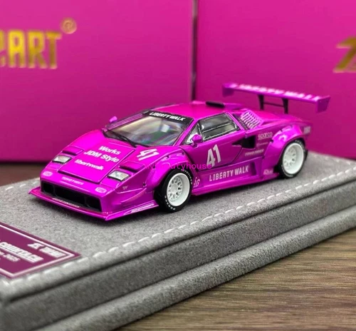 Topart 1:64 Pink LBWK Countach #41 Racing Sports Model Diecast Metal Car 