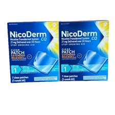 2x Nicoderm CQ Nicotine Clear Patches (1-week kit) - 7 Patch Each Exp 02/2027