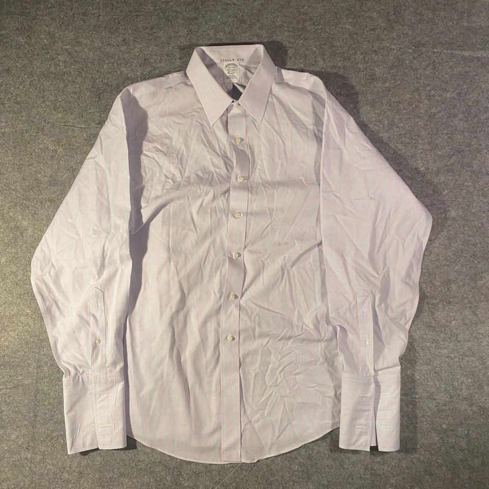 Camisa Brooks Brothers para hombre 17,5-35 blanca roja a cuadros puño francés Foto 2 de 4