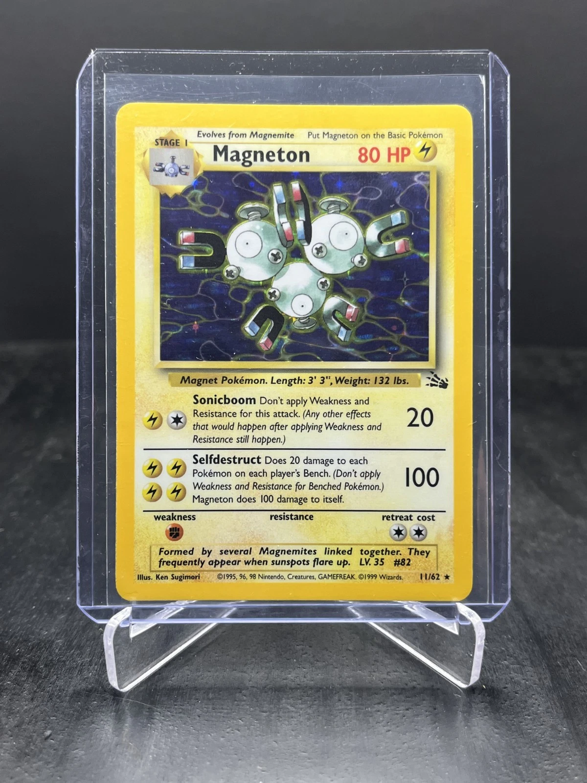 1999 Pokemon Fossil Unlimited Magneton Rare Holo #11/62
