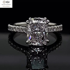 IGI 2.00CT E VS1 Radiant Cut Lab Grown Diamond Engagement Ring in 14K White Gold