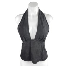 Zara Womens Black Sleeveless Halter Plunging ...