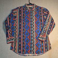 Vintage Wrangler Frontier Series Western Shirt Mens XL Aztec Southwest Tribal