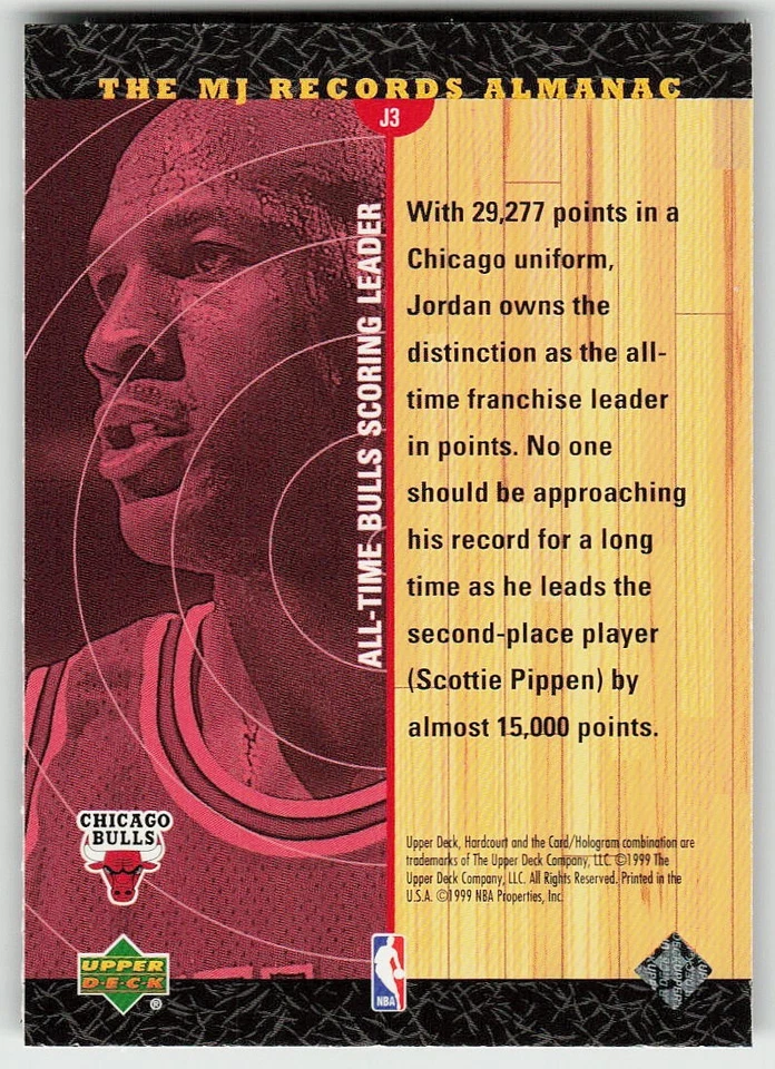 1999-00 Upper Deck Hardcourt #J3 Michael Jordan BASKETBALL Chicago Bulls - Image 2 of 2