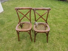 TWO OKA Bent Wood Dining Chairs Cross Back Bentwood Repair