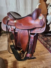 Crates Western Trail Saddle 16" Reining,Ranch, Cow W/ Fabtron Girth & Blanket 