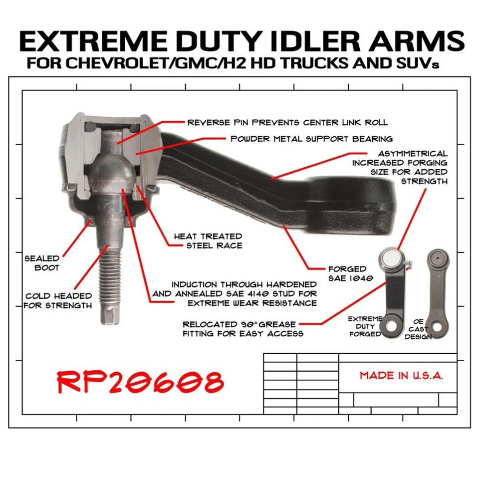 03-09 Hummer H2/H2 SUT piezas raras Pitman de alta resistencia rueda loca y pivote con barras de amarre G2 Foto 3 de 4