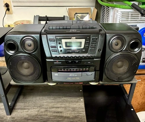 JVC PC-XC70 Vintage Boombox 10-Disc CD Changer Dual Cassette AM/FM-TESTED WORKS