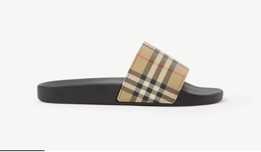 Burberry Check Slides, Size 46