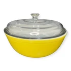 Vintage Pyrex Yellow & White #404 Large 4 QT Mixing Bowl - Made in USA With Lid