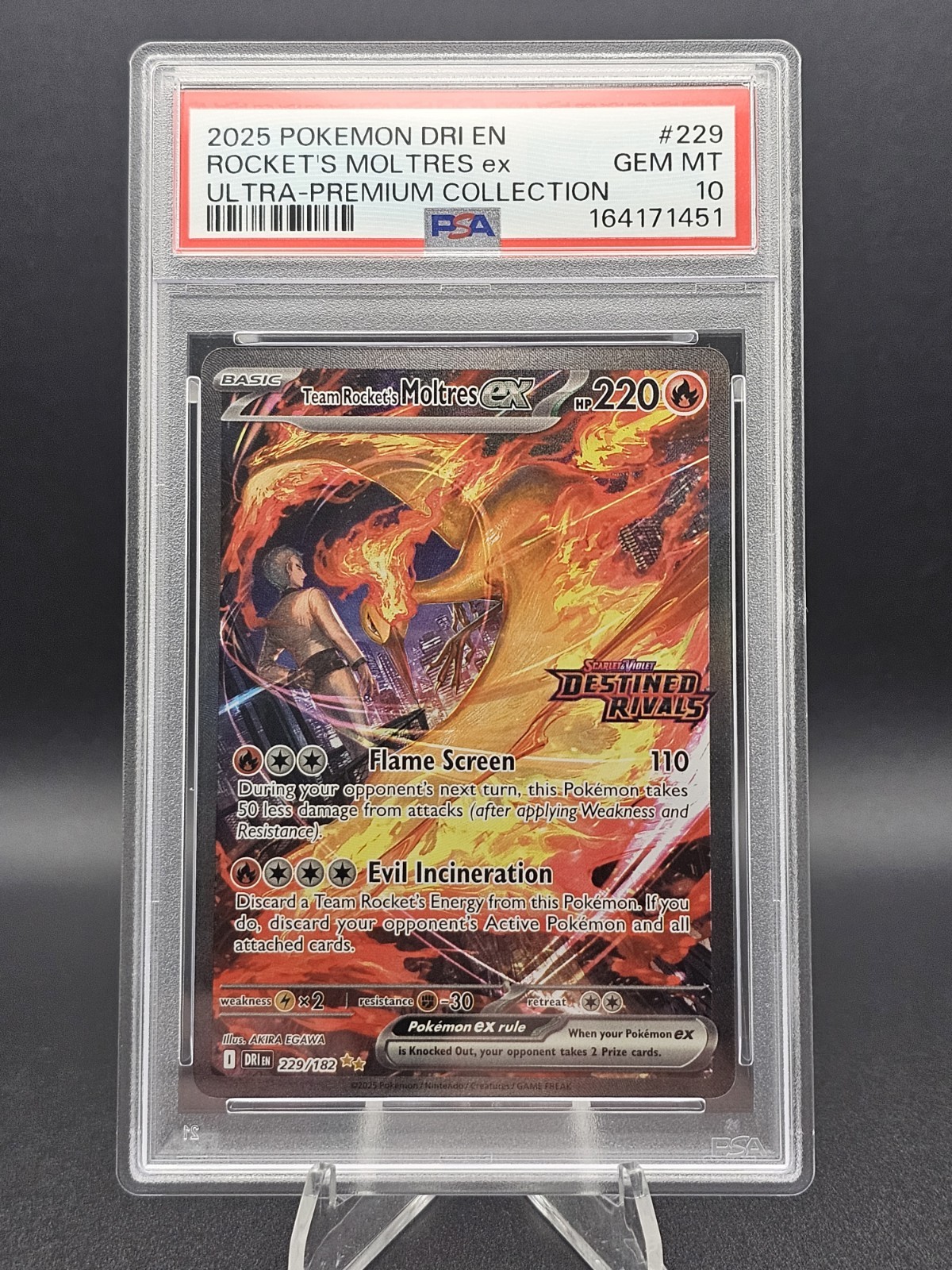  Team Rocket's Moltres SIR Stamped Destined Rivals Promo 229/182  PSA 10