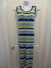 St. John By Marie Gray Women’s Long Striped Sleeveless Santana Knit Dress Large