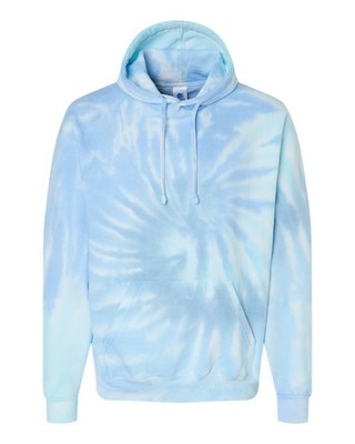 Light Blue Tie Dye Hoodie Sweatshirts Adult Pockets Colortone