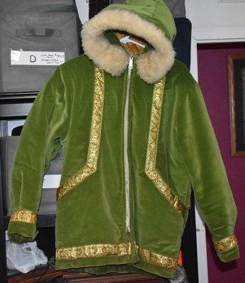VINTAGE VELOUR RENAISSANCE FANTASY DESIGNER CLOAK COAT GREEN MEN'S LARGE