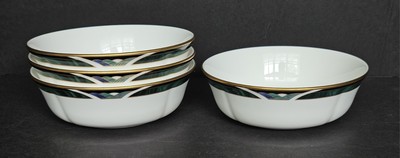 (4) Lenox Kelly Debut Collection All-Purpose Bowls 6'' Green Black Band Gold Trim