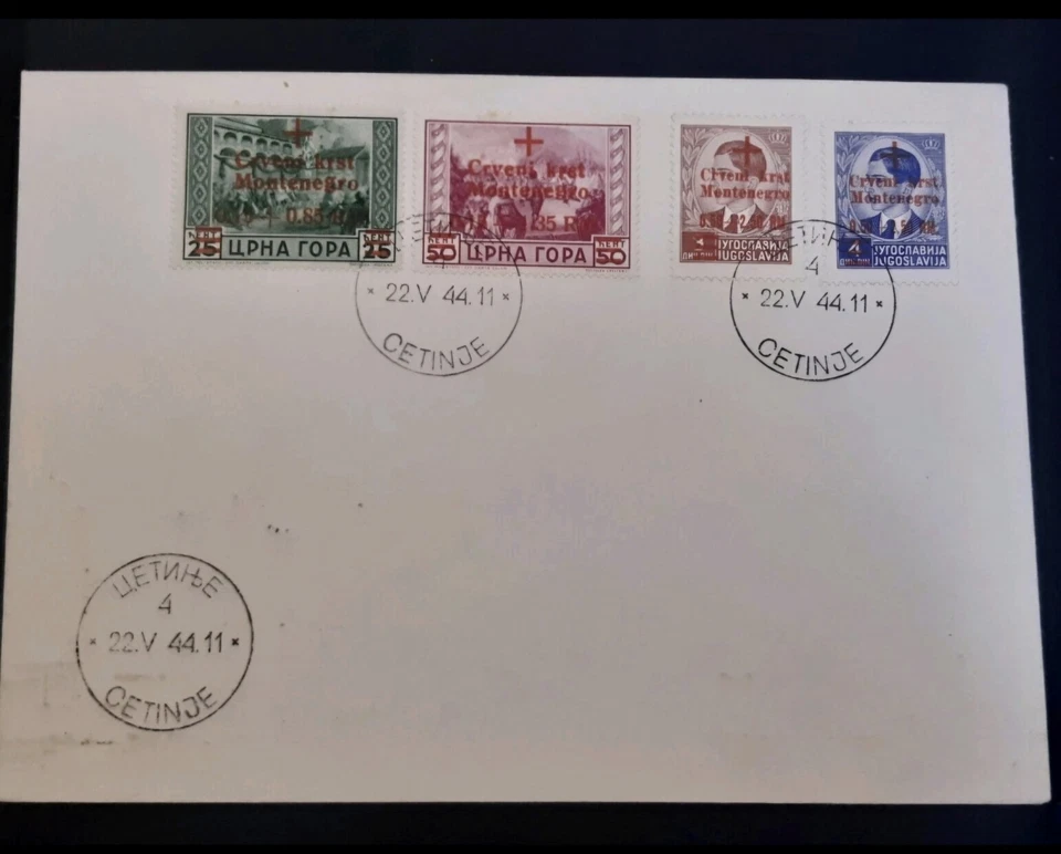 Ocupación alemana Montenegro 1944 Cruz Roja # Estampado Juego Completo Mi 29-35 Sobre Foto 2 de 4